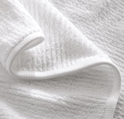 BOLL & BRANCH Turkish Ribbed Hand Towel Set, White | Set of 2 - 100% Organic Turkish Cotton - Soft Absorbent Quick Dry Luxury Spa Hand Towels, Textured Rib Weave - color: White, style: Turkish Ribbed