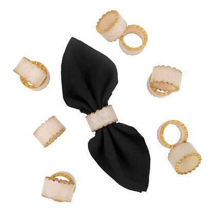 Epoxy Resin Napkin Rings, Rustic, Set of 6 | Epoxy resin, 2x2x1 in. each, smooth finish, reusable, holidays, weddings, dinner parties, family gatherings, artisan - color: Smoky Ivory, size: 2 x 1.2 x 2 - inch (Pack of 6)