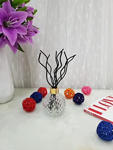 11 inch Wavy Rattan Reed Diffuser Sticks 50PCS Natural Rattan Fragrance Aromatherapy Volatile Replacement RefillEssential Oil Aroma Diffuser Replacements Sticks for own Space (50PCS, Black) - color: Black