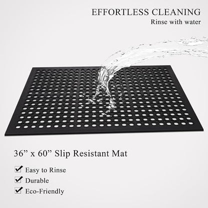 A1 Home Collections Anti Fatigue Mat, 0.6" Thick Heavy Duty Rubber Floor Mat with Drainage Holes - Non-Slip Kitchen, Bar & Restaurant Mat, 36x60 in (2 Pack) - size: 2 Pack - 60"L x 36"W x 0.6"Th