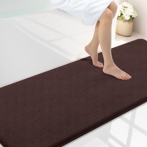 Smiry Memory Foam Bath Mat 72x24, Extra Soft Absorbent Bathroom Rugs | Brown Quick Dry, Machine Washable Bath Mats for Bathroom, Shower, Tub and Home Decor Accessories - color: Brown, size: 72'' X 24''