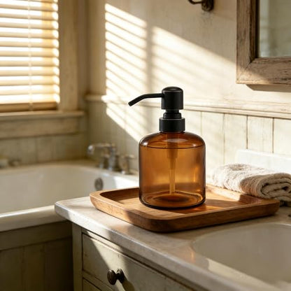 Clear Glass Soap Dispenser, 11 Oz Boston Round Bottle Dispenser with Stainless Steel Pump, Refillable Kitchen & Bathroom Countertop Dish Soap Dispenser, Oil Rubbed Bronze - color: Oil Rubbed Bronze