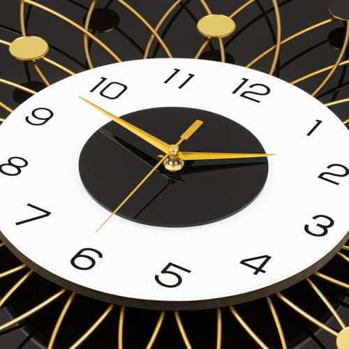 Large Gold Starburst Wall Clcok with Light for Living Room Decor | 24 Inch Big Luxury Decorative Wall Clock Battery Operated Non Ticking Silent Modern Luminous Clock for Kitchen Office Home - style: Modern