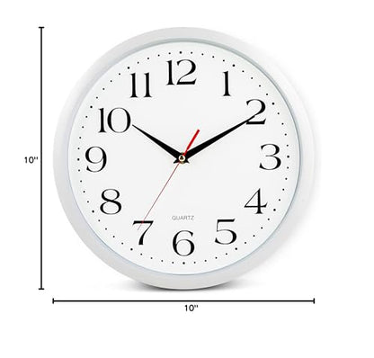 Bernhard Products White Wall Clocks, 2 Pack Silent Non Ticking - 12 Inch Quality Quartz Battery Operated Round Easy to Read Home/Office/Classroom/Business/Kitchen/School Clock - color: White, size: 12 Inch - 2 Clocks