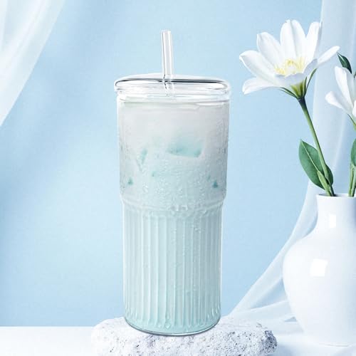 Luiaiog Glass Cups with Lids and Glass Straws, High Borosilicate 20OZ Tumblers for Coffee, Tea, Juice, Smoothies, Hot/Cold Drinks at Home, Office - color: Standard Clear 1pc 20oz
