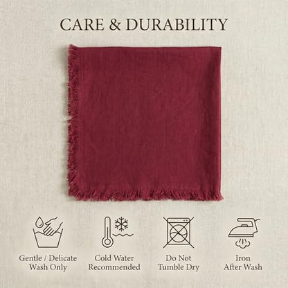 ACCENTHOME Burgundy Cotton Linen Napkin Set of 6 18x18 inch Dinner Napkins | Cotton Linen Blend Napkins, Machine Wash On Gentle Cycle, Economy Pack, Multi Purpose Use, Cotton - color: 10 - Burgundy, size: 18" x 18" (Set of 6)