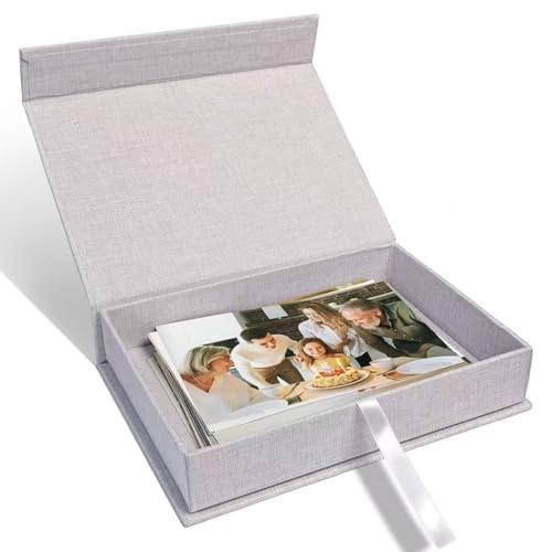 8x10" Archival Photo Storage Box with Lid – Stackable Memory Keepsake Organizer for Photos, Certificates, Jewelry & Scrapbooking Supplies, Photo Cases and Postcard Keeper Storage Container Box Grey - color: Grey, size: 8" x 10"