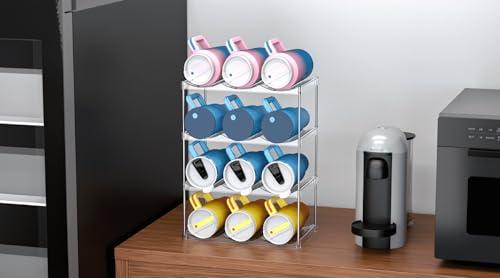 4 Tier Stackable Wine and Water Bottle Holder Free-Standing Fridge Wine Bottle Organizers Clear Plastic Water Bottle Holder for Cabinet,Refrigerator,Pantry,Kitchen Countertops,Holds 12 Bottles - size: 4 Tier-Holds 12 Bottles