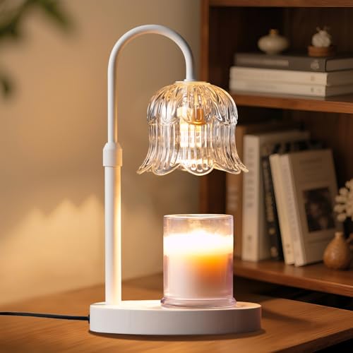 Candle Warmer Lamp with Timer: White Scented Candles Heating Lights Home Decor Table Lights for Home Living Bedroom Decorative - color: White