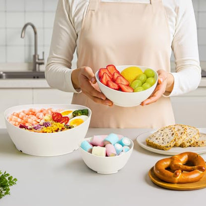 Lifewit 3 Tier Plastic Serving Bowls for Party, Chip and Dip Serving Set | Tiered Serving Tray with Black Metal Stand for Fruit, Snack, Crack-Proof Platter for Buffet Display, Party Hosting Essentials - color: Black