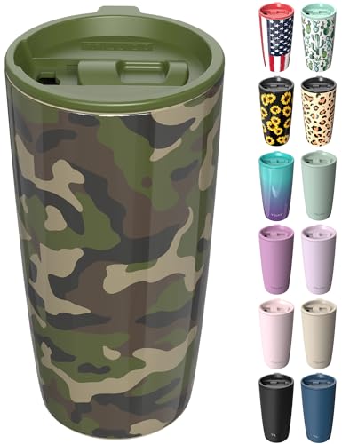 TILUCK 20 oz Insulated Coffee Tumbler with BPA-Free Lid | Travel Coffee Mug, Dishwasher Safe, Cup Holder Friendly, Double-Wall Vacuum Insulation for Hot & Cold Drinks, Camouflage - color: Camouflage, size: 20 Ounces