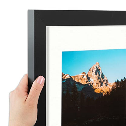 ArtToFrames Collage Photo Frame Double Mat with 1-8x10 and 2-5x7 inch Openings with Black Frame and Fabric White Top Mat - color: Fabric White, size: 1 - 8x10 and 2 - 5x7