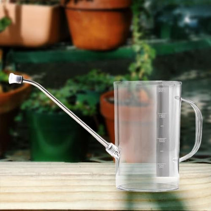 2L Indoor Plant Watering Can with Long Spout, Clear PS Plastic with Measurement Scale for House Plants and Office Gardens - color: Clear