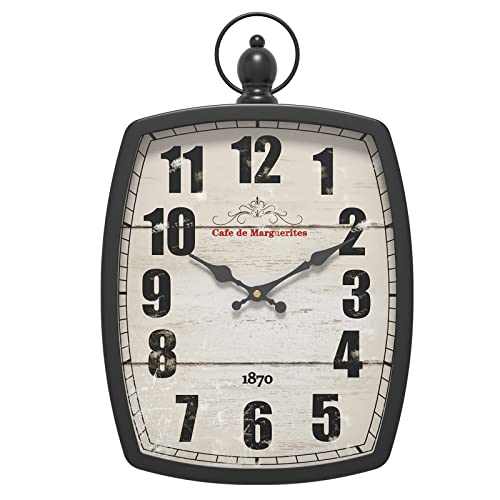 Menterry Large Retro Rectangle Wall Clock, Black Antique Vintage Style | Battery Operated Silent Decor Wall Clocks for Living Room,Farmhouse,Kitchen,Office (15.5" H x 10.2" W) - color: Black, size: 15.5" H x 2.3"D x 10.2" W