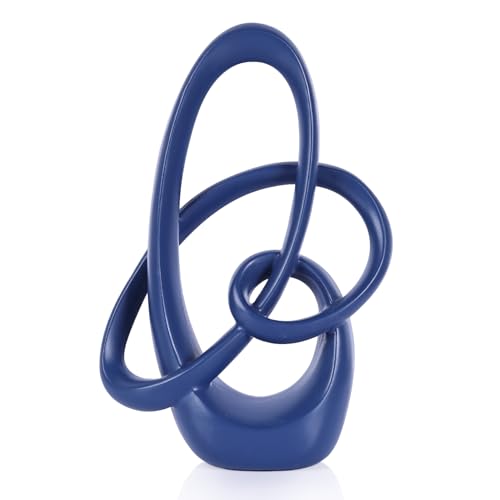 Modern Blue Knots Decor - 8.6" Resin Blue Knot Statue, Abstract Navy Art Sculpture Home Decor for Living Room, Coffee Table, Shelves, Entryway, Office Tabletop Accent, Decorative Knick Knacks Gift - color: Blue, size: Medium