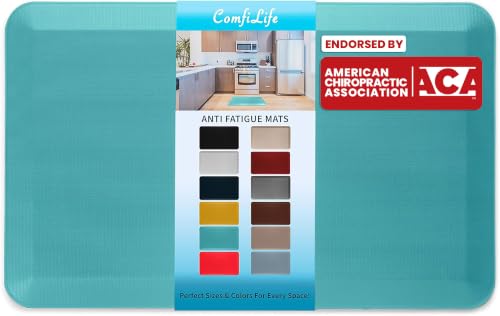 ComfiLife Anti Fatigue Floor Mat – 3/4 Inch Thick Perfect Kitchen Mat, Standing Desk Mat – Comfort at Home, Office, Garage – Durable – Stain Resistant – Non-Slip Bottom (20" x 32", Teal) - color: Teal, size: 20" x 32"