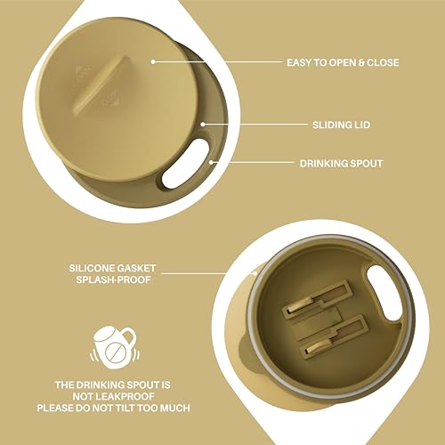 Ideus 16 oz Insulated Coffee Mug with Handle and Lid, Double Wall Stainless Steel Vacuum Thermal Coffee Mug, Travel Coffee Cup Thermal Cup for Home and Office (Eggshell Yellow, FUJI DAWN) - color: Eggshell Yellow