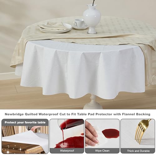 Newbridge Quilted Waterproof Cut to Fit Table Pad Protector with Flannel Backing, Heat Resistant, Wipe Clean, Cushioned Pad Protects Table from Spills and Scratches 52 inch Round - size: 52" (Round)
