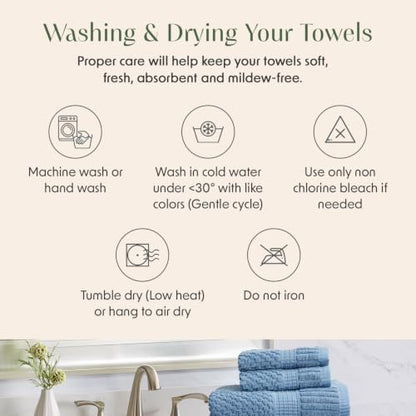 100% Cotton 6 Piece Bath Towel Set | Blue Towels | Oeko‑TEX Standard 100 | Soft & Absorbent, Quick‑Dry | Trinity Collection - Blue Shadow - color: Blue Shadow, size: 6 Piece Set