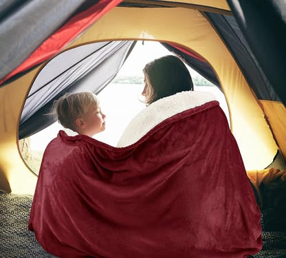 Utopia Bedding Reversible Plush Sherpa Blanket King Size Red, 90x102 Inch | Soft, Warm, Fleece, Bed, Sofa, Couch, Camping, Travel, Cozy, All Season - color: Red, size: King (90x102 Inch)
