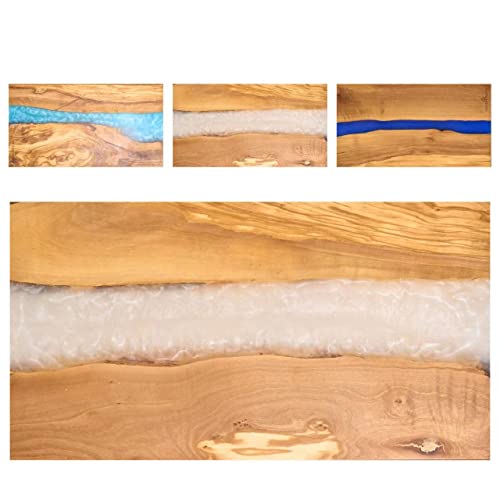 Italian Olive Wood luxury Cheese board with Resin, Charcuterie board, Chopping and Cutting Board for Meat Vegetable & Fruit, Wooden Epoxy Serving Board (White) - color: White