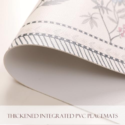 Vinyl Waterproof Placemats Set of 6 Rectangular,12"*17"-Helena C | Wipeable Beautiful Print Place Mats,Stain Resistant,Heat Resistant,Everyday Meals,Kitchen,Dinning,Holiday,Decor - color: Helena C