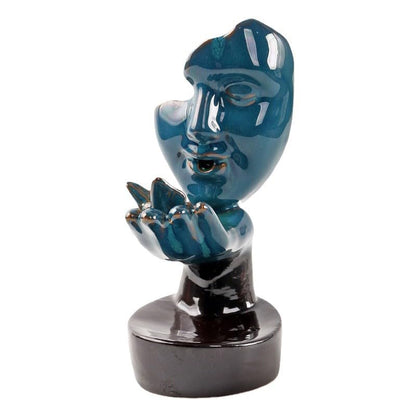 Woman Face on Hands Butterfly Statue Backflow Incense Holder,Waterfall Incense Burner Holder for Sticks Cones Home Office Yoga AI0036 - color: Face Statue 1