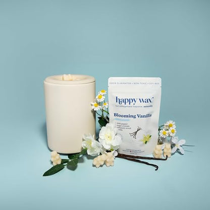 Happy Wax Odor Eliminating Scented Soy Wax Melts – Blooming Vanilla – Pet-Safe, Non-Toxic, Perfect for Use with Wax Warmers - for Home Fragrance & Freshness - 4 oz Pouch - color: Blooming Vanilla