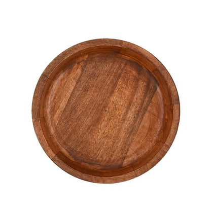 Mango Wood Round White Decorative Bowls for Rustic Home Decor Table Centerpieces Home Party Wedding Décor (10" x 10" x 2.5")