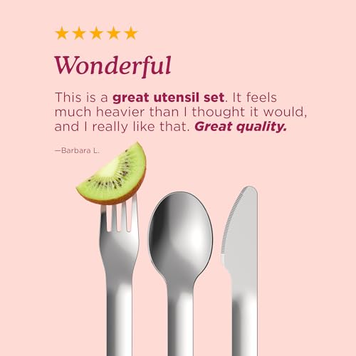 Zoku Pocket Utensil Set Stainless Steel Fork, Knife, and Spoon in Case Grey - color: Gray