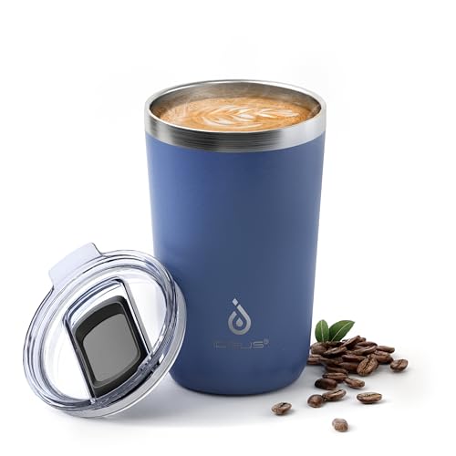 Ideus 20 oz Tumbler, Travel Coffee Mug with Splash Proof Sliding Lid, Double Wall Stainless Steel Vacuum Insulated Coffee Mug for Home and Office, Keep Beverages Hot or Cold, Ocean Blue - color: Ocean Blue