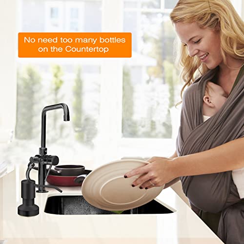 Sink Soap Dispenser for Kitchen Sink, Countertop Built in Sink Soap Dispenser with 47”Extension Tube kit, No Need to Fill The Little Bottle Again (Black) - color: Black