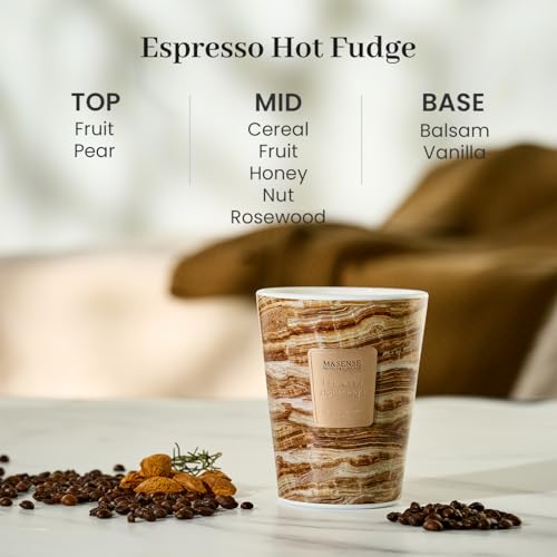 M&SENSE Espresso Hot Fudge Scented Soy Candle, 3 Wick Highly Scented 14.1 Oz 75H, Aromatherapy Christmas Gift for Women and Men - color: EspressoHotFudge, size: Medium