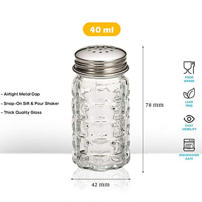 Retro Style Salt and Pepper Shakers with Stainless Tops (2) - style: Salt and Pepper Shakers