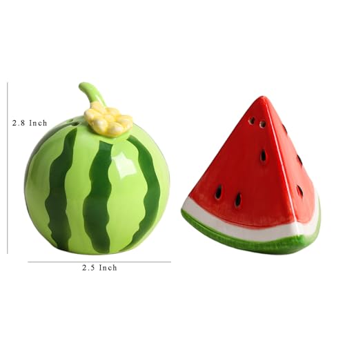 Ceramic Watermelon Shape Salt & Pepper Shakers Set, Hand-Painted Cactus Salt and Pepper Shakers, 2 PCS Set