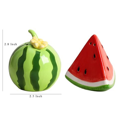 Ceramic Watermelon Shape Salt & Pepper Shakers Set, Hand-Painted Cactus Salt and Pepper Shakers, 2 PCS Set