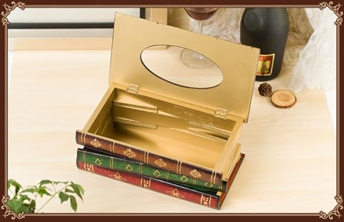 Tosnail Elegant Wooden Antique Book Tissue Holder Dispenser/Novelty Napkin Holder, 10.75 x 6.5 x 4 Inches