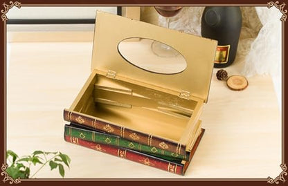 Tosnail Elegant Wooden Antique Book Tissue Holder Dispenser/Novelty Napkin Holder, 10.75 x 6.5 x 4 Inches