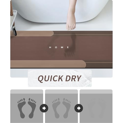 Housego Absorbent Bath Mat, Quick Dry Bath Rug, Non-Slip, 16.93x50 Inch, Brown - color: Brown, size: 1'5" x 4'2" (Rectangular)
