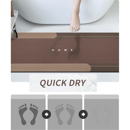 Housego Absorbent Bath Mat, Quick Dry Bath Rug, Non-Slip, 16.93x50 Inch, Brown - color: Brown, size: 1'5" x 4'2" (Rectangular)