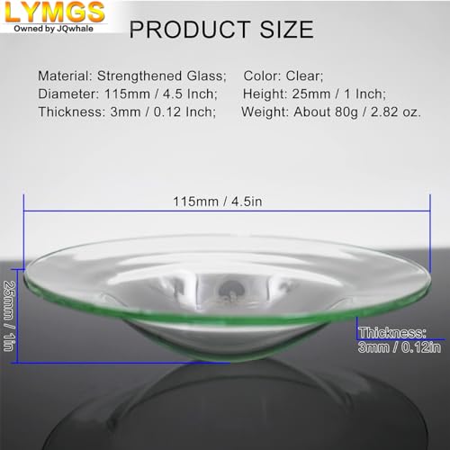 4.5" Replacement Oil Warmer Dish, 115mm Wax Melt Warmer Liner Round Glass Dish, Candle Warmer Bowl Plate Wax Tray for Scented Wax Aroma Therapy Lamp, 1 Pack