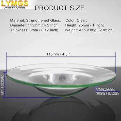 4.5" Replacement Oil Warmer Dish, 115mm Wax Melt Warmer Liner Round Glass Dish, Candle Warmer Bowl Plate Wax Tray for Scented Wax Aroma Therapy Lamp, 1 Pack