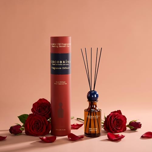 Reed Diffuser 8.5 oz Large Capacity Red Amber Scent | 6 Reed Sticks, Long-Lasting, Home Fragrance Oil Diffuser for Bathroom, Bedroom & Home Décor