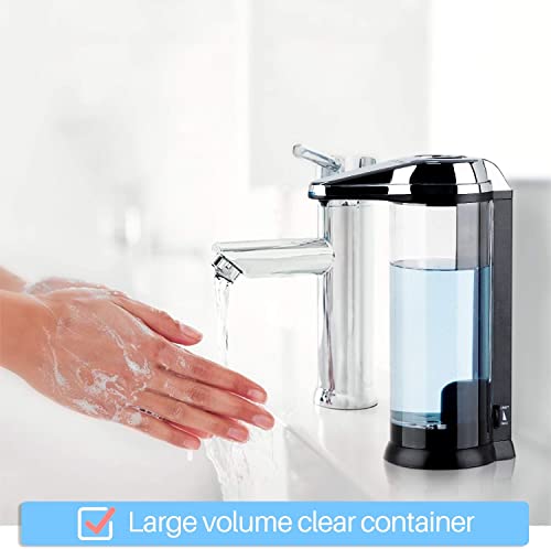 Secura 17oz Automatic Liquid Soap Dispenser, Touchless Battery Operated Hand Soap Dispenser with Adjustable Soap Dispensing Volume Control Dial, Personal Care Dispenser (Chrome-2Pcs) - color: Chrome, size: 500ml x 2