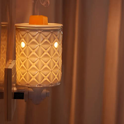 Ceramic Wax Melt Warmer, Plug in Wax Warmer for Scented Wax, Scentsy Wax Warmer for Fragrance Oil, Night Light Wax Burner Decoration with Two Bulbs
