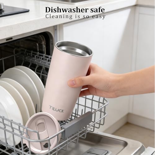 TILUCK 20 oz Insulated Coffee Tumbler with BPA-Free Lid | Travel Coffee Mug, Dishwasher Safe, Cup Holder Friendly, Double-Wall Vacuum Insulation for Hot & Cold Drinks, Matte Black - color: Matte Black, size: 20 Ounces
