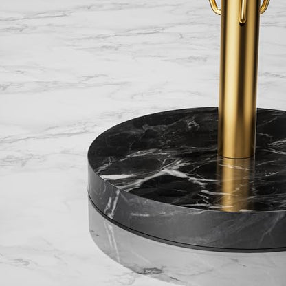 YIGII Heavy Marble Base Paper Towel Holder Countertop - Standing Paper Towel Roll Holder with Black Weighted Base, Gold Papertowel Holder for Kitchen - style: Gold & Black Marble