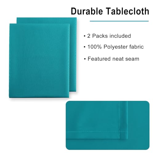 2 Pieces Turquoise Square Tablecloth, 30 x 30 Inch | Water Resistant, Wrinkle Resistant, Spillproof, Washable Fabric Polyester Table Cloth for Dining/Spring/Banquet/Party/Picnic - color: Turquoise, size: 30"x30"|2 Pack