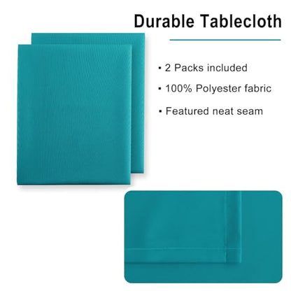 2 Pieces Turquoise Square Tablecloth, 30 x 30 Inch | Water Resistant, Wrinkle Resistant, Spillproof, Washable Fabric Polyester Table Cloth for Dining/Spring/Banquet/Party/Picnic - color: Turquoise, size: 30"x30"|2 Pack