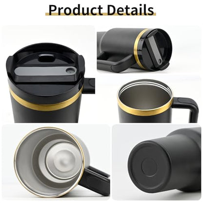 Insulated Tumbler, BLACK, 40 oz | Stainless Steel Vacuum, Handle and Straw, Leak Resistant Lid, Fits Car Cup Holder, Travel Mug - color: GOLD COPPER, size: 40 oz